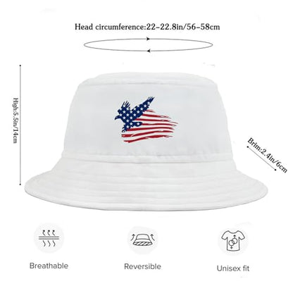 Bucket Hat for Men Women Funny Holiday Fishing Hat Cute Fisherman Cap - color: Usa Eagle