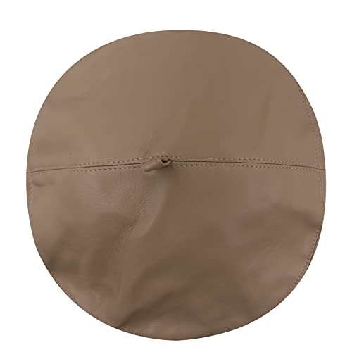 Women Classic PU Leather French Beret Beanie Hat Pumpkin Cap - color: Khaki 2#