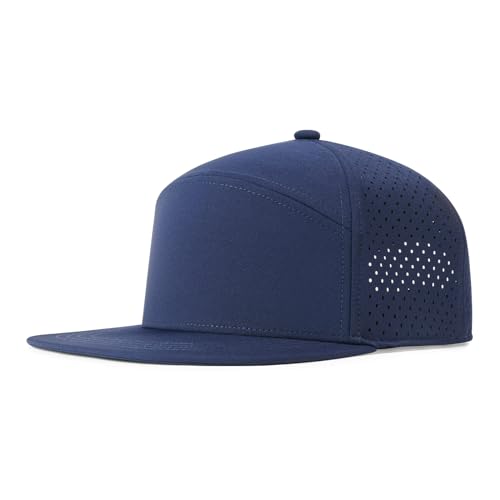 FEINION Men Laser Mesh Flat Brim Snapback Baseball Cap - color: Navy