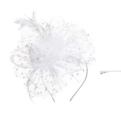 Fascinators Hats 20s 50s Pillbox Hat Cocktail Tea Party for Women (White, One Size) - color: White