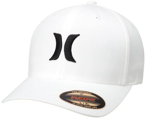 Hurley Mens Textured Fitted Baseball Cap, Moisture Wicking, Curved Brim - color: White, size: Small-Medium