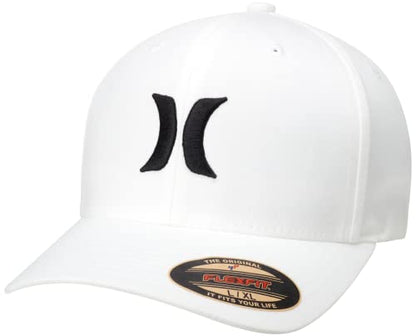 Hurley Mens Textured Fitted Baseball Cap, Moisture Wicking, Curved Brim - color: White, size: Small-Medium