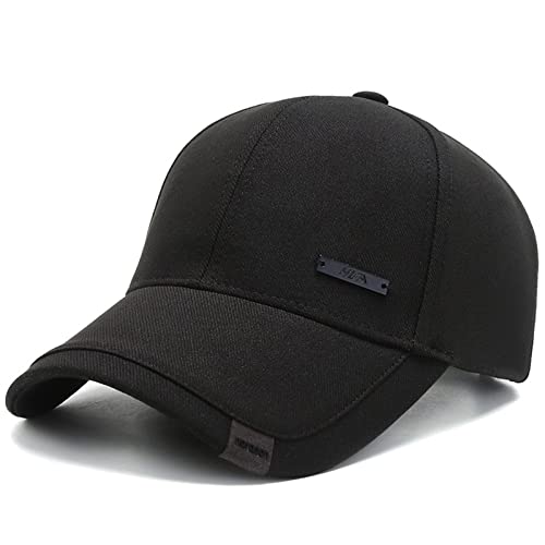 Vintage Cotton Dad Hat with Double Layer Peaks Adjustable Baseball Cap Trendy Trucker Hat for Mens Headwear - color: Black