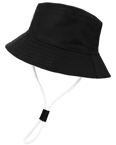 Baby Boy Sun Hat Toddler Bucket Beach Hat Girl UPF 50+ Cotton Linen - color: Black, size: 0-3 Months