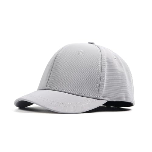 Short Brim Stretch Fitted Baseball Caps Men's Solid Structured Full Closed Cap Curved Brim Elastic Closed Back Hat K272 - color: Grey