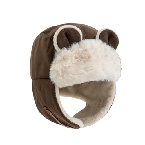 Kids Winter Trapper Hat Windproof Ushanka Aviator Hat Sherpa Fleece Lined Ski Cap for Boys Girls 2T-6T - color: Coffee