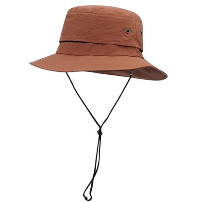 Croogo Sun Hats for Women UV Protection Summer Bucket Hat Waterproof Packable Fishing Hats Wide Brim Hiking Hat Gardening Hat - color: Afh02-brick Red