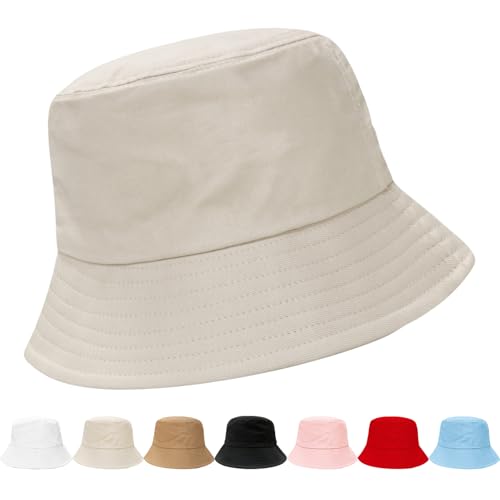 NPQQUAN Bucket Hats for Men Woman Packable Foldable Sun Hats for Women - color: Pure Beige
