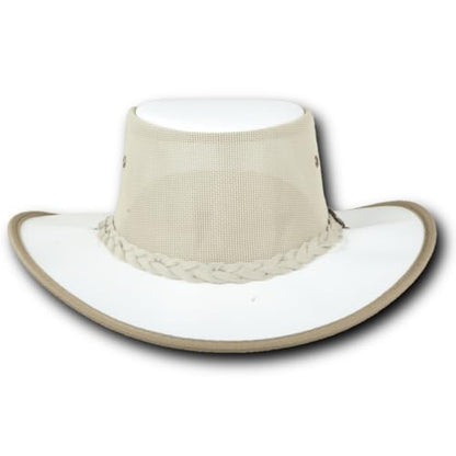 Mesh Drover Cotton Canvas Hat by Barmah - color: Cream, size: Medium