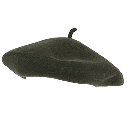 ZAKIRA Wool French Beret for Men & Women, Plain - color: Olive Green