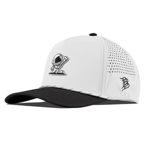 Branded Bills Moon Shot Curved 5 Panel Rope Hat for Men - color: White/Black
