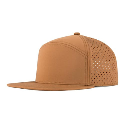 FEINION Men Laser Mesh Flat Brim Snapback Baseball Cap - color: Brown