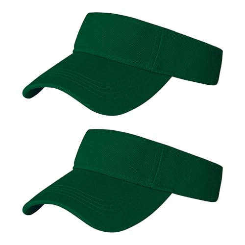 Rbenxia 2 Pieces of Adjustable Sport Visors Sun Visor Hats Cap Visors for Women and Men - color: Green