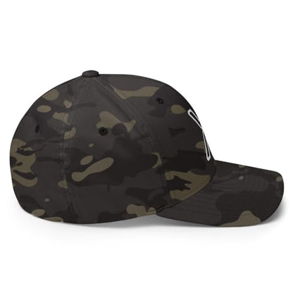 FX XRP Fitted Hat Embroidered Curved Bill Mid Crown Closed-Back Structured Twill Cap - color: Multicam Black, size: Small-Medium