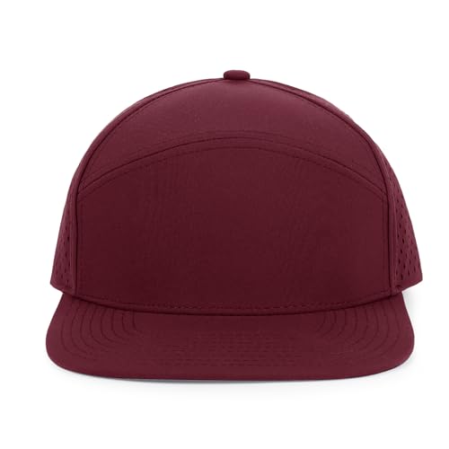 Quick Dry Baseball Cap Flat Brim Snapback Golf Hat for Men Women - color: Darkgrey+white+burgundy