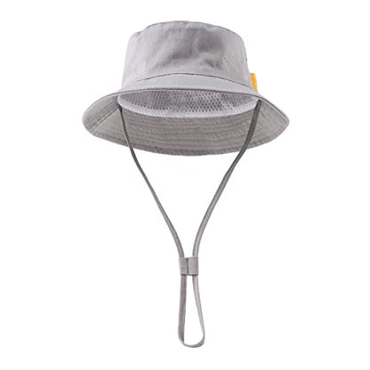 JANGANNSA Cotton Baby Sun Hat Infant Toddler Boys Girls Bucket Hats Summer Sun Protection Kids Beach Caps - color: Gray, size: 0-3 Months