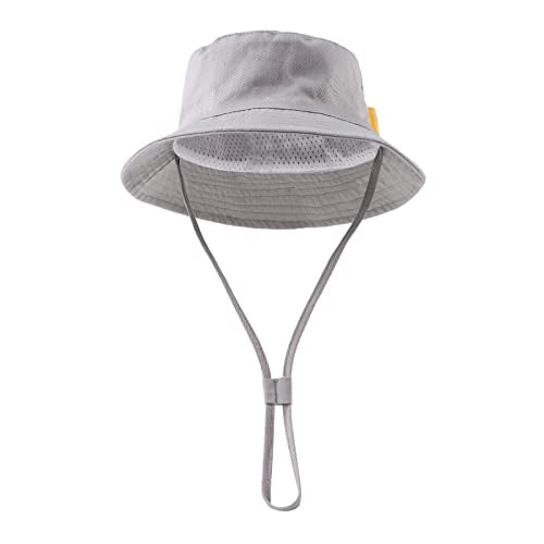 JANGANNSA Cotton Baby Sun Hat Infant Toddler Boys Girls Bucket Hats Summer Sun Protection Kids Beach Caps - color: Gray, size: 3-6 Months