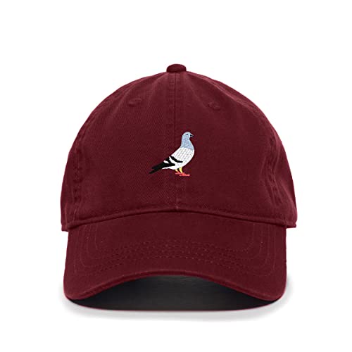 Pigeon Baseball Cap Embroidered Cotton Adjustable Dad Hat - color: Burgundy