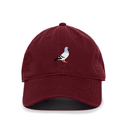 Pigeon Baseball Cap Embroidered Cotton Adjustable Dad Hat - color: Burgundy