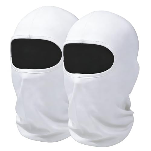 SHEVERCH 2 Pack White Ski Mask Balaclava Face Cover for Men Women - color: 2pack-white