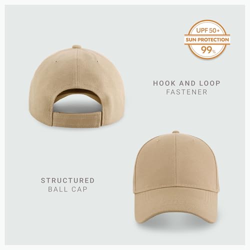 2-Pack Classic Structured Baseball Cap Adjustable Snapback Ball Caps - color: Khaki