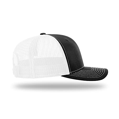 Richardson 112 Classic Six-Panel Adjustable Snapback Trucker Cap - color: Black/White