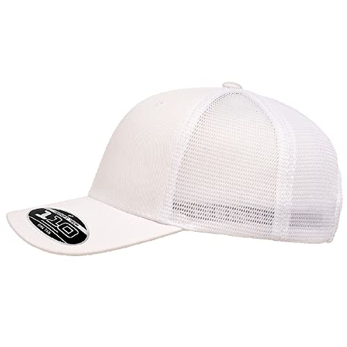 Flexfit 110M Trucker Mid-Profile Mesh Back Snapback Cap - color: White
