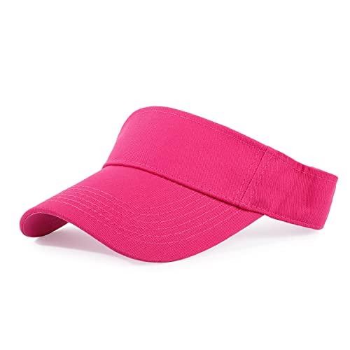 HH HOFNEN Sports Sun Visor Hats Cotton Adjustable Golf Caps for Men Women - color: #1b Solid Hotpink