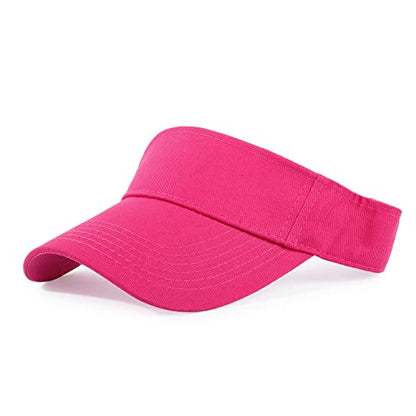 HH HOFNEN Sports Sun Visor Hats Cotton Adjustable Golf Caps for Men Women - color: #1b Solid Hotpink