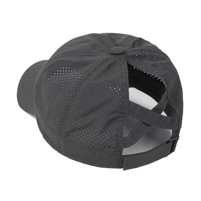 Womens Criss Cross Ponytail Hat Quick Drying Baseball Cap Sun Hats UV Protection Sport Cap - color: Dark Grey