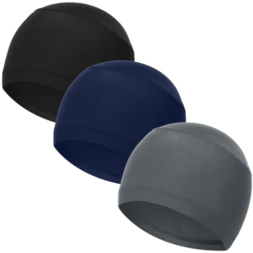 Cooling Skull Caps Helmet Liner Hard Hat Sweat Liner Motorcycle Cycling Cap - color: 3pcs (Black+dark Gray+navy Blue)