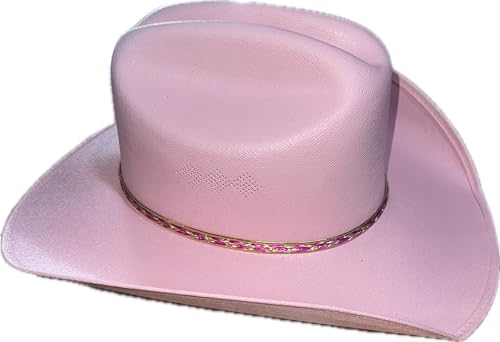Mrlahat Western Cowboy & Cowgirl Hat Wide Brim Front Pinch Style - color: Pink, size: Small-Medium
