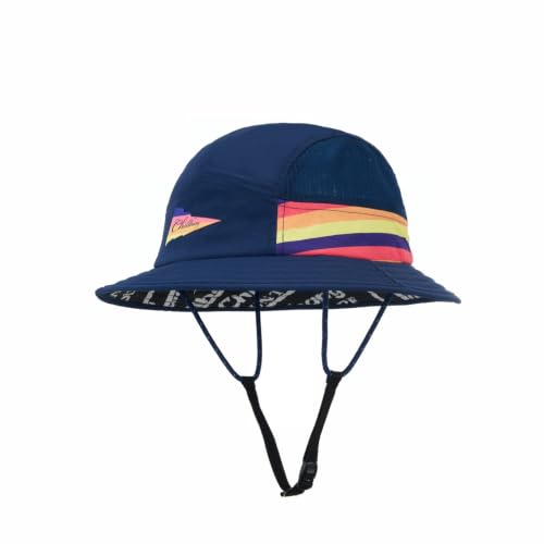 Color-Blocked Fisherman Style Sun Hat for Outdoor Camping, Surfing & Vacations - Wide Brim, UV Protective, Anti-Slip - color: Blue Rainbow