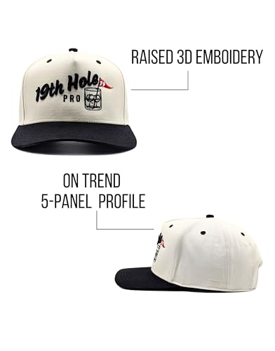 Vintage Style 19th Hole Pro Trucker Hat | Black & Natural Two-Tone Golf Hat