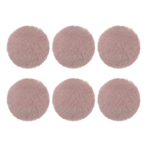 PATIKIL Faux Fur Pom Poms for Hats, 6 Pcs Fluffy Soft Fur Poms Balls with Elastic Loop for Keychain Knitting Hats DIY Scarves Gloves Bag Christmas, Gray Pink - color: Gray Pink