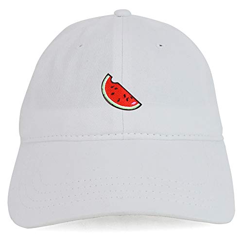 Armycrew Watermelon Embroidered Patch Unstructured Cotton Washed Baseball Cap - color: White