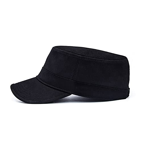 2 Pack Cadet Army Caps Flat Top Military Hats for Men Women - color: Black