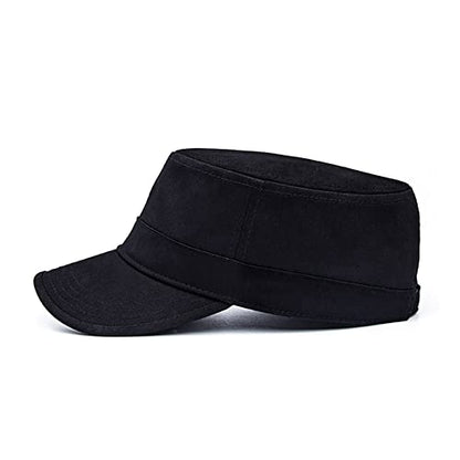 2 Pack Cadet Army Caps Flat Top Military Hats for Men Women - color: Black