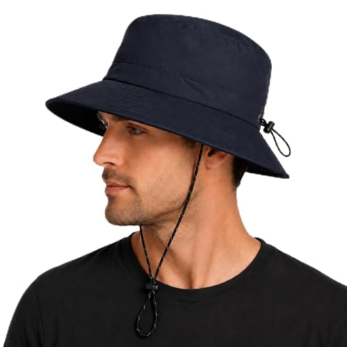 Packable Sun Bucket Hat for Women Men Wide Brim Outdoor Hiking Hat - color: Navyblue