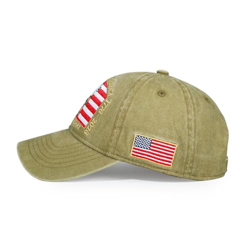 USA 250th Anniversary Baseball Cap Patriotic Embroidered American Hat - color: 3-khaki