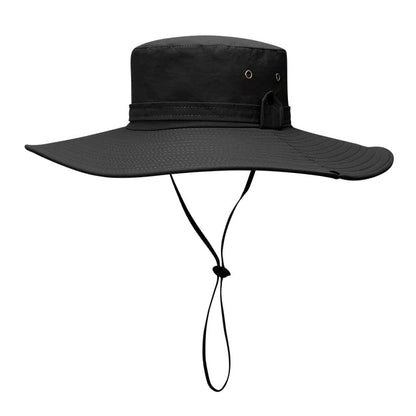 Waterproof Fishing Hat 12CM Wide Brim Sun Hat for Women Mens Packable Bucket hat- UPF 50 for Outdoor Gardening Beach Hats - color: Black