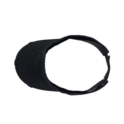 ANDICEQY Retro Ripped Sun Visor Hat, Baseball Sun Visors for Women and Men - color: Retro Dark Black