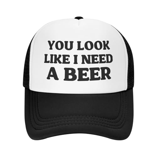 Funny Trucker Hat Funny Gag Gifts Snapback Hat for Adult Humor Fishing Cap Adjustable Mesh Sport Baseball Caps for Women Men - color: You Look Like I Need a Beer
