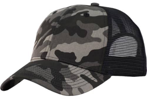 TSSGBL M, L, XL, XXL Snapback Trucker Hats Baseball Caps Adjustable Blank Mesh Back Ball Caps for Men Women - color: Camo/Black, size: Medium-Large