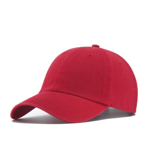 Washed Canvas Combed Cotton Unstructured Soft Crown Adjustable Dad Hat Baseball Cap - color: Washed Cotton Red