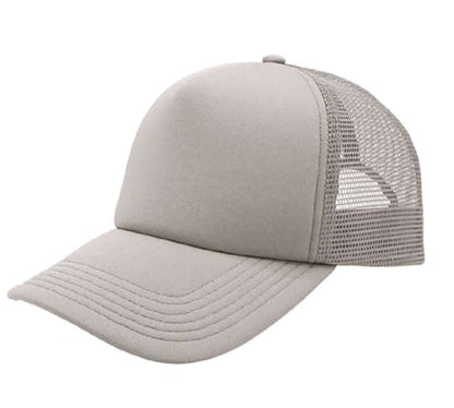 NYFASHION101 Plain Mesh Trucker Hat - Breathable 6-Panel Daily Snapback Cap, Customizable Ideal for DIY Embroidery & Patches - color: Light Gray