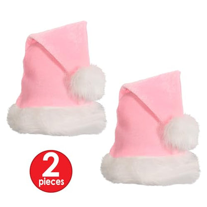 Beistle Plush Hats - Party Hats for Birthday & Holiday Theme Parties: Christmas - Santa - color: Light Pink - 2 Piece