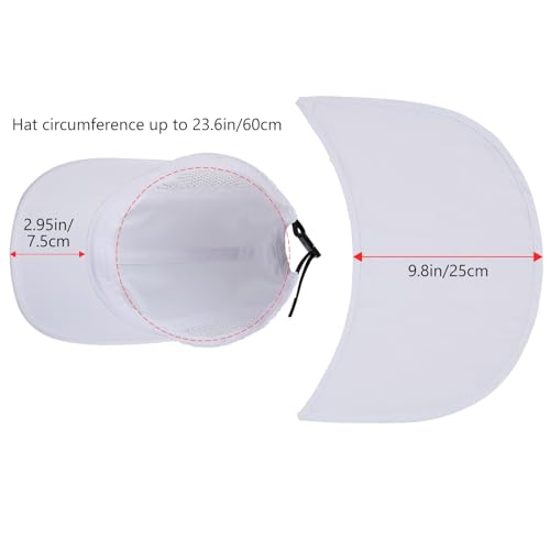 BASSDASH UPF 50+ Fishing Hat, Baseball Cap with Removable Neck Flap - color: White With Foldable Brim