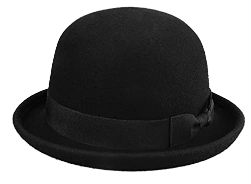 Wool Derby Hat Round Cloche Hat for Men and Women Upturn Church Hat (S/M)