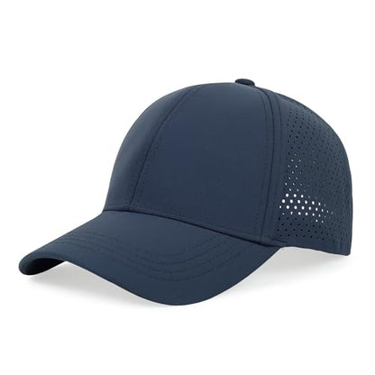 Quick Dry Baseball Cap Curved Brim Snapback Hat Mesh for Men Women - color: Navy